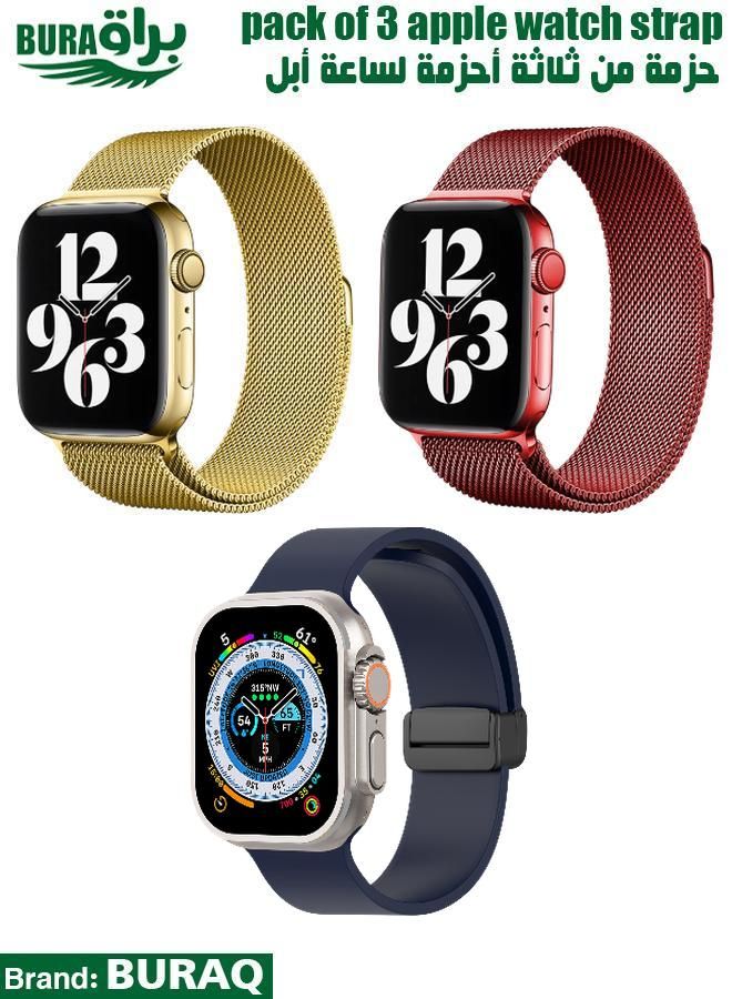 BURAQ Apple Watch Band Strap For Apple Watch Ultra 2/Ultra 49mm, Series 10 46mm, 9/8/7 45mm, SE2/SE/6/5/4 44mm, 3/2/1 42mm 