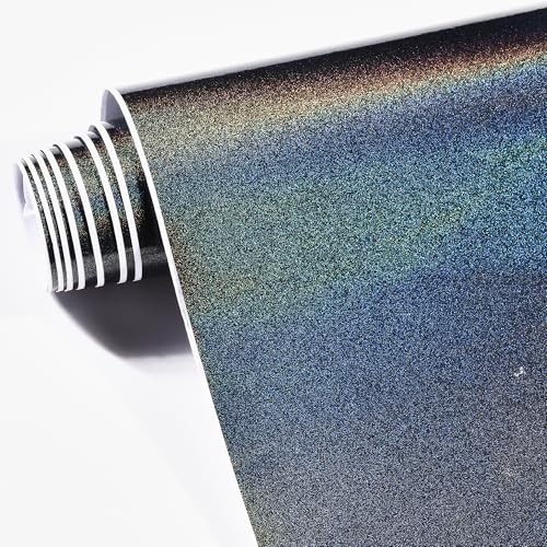 AuMoHall Metallic Holographic Gray Car Vinyl Wrap Gloss Rainbow Gray Chameleon Car Body Protective Film with Sparkling Diamond Color Change Effect DIY Vehicle Wrapping Roll, 59.84" x 7.87" - Image 1
