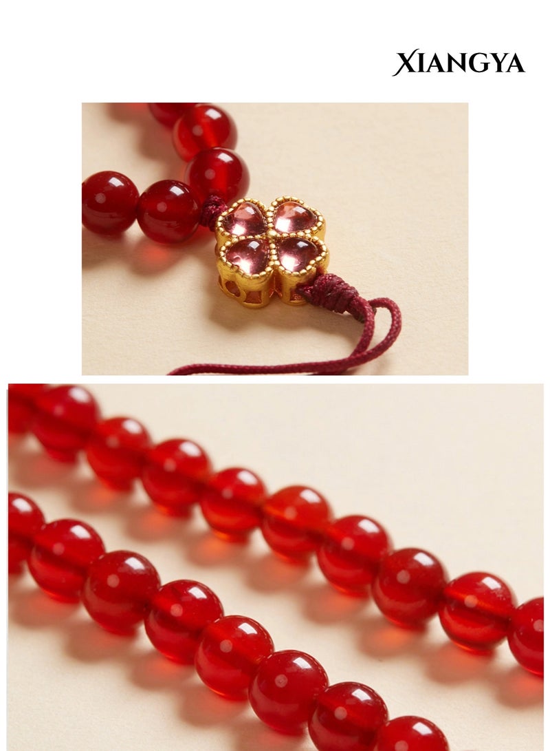 XIANGYA Mobile Accessories Red Agate Phone Strap – Elegant Crimson Harmony with Pearl Accent - Image 4