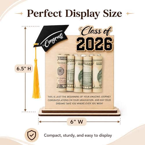 KATINAT Class of 2026 Graduation Money Holder 2026, Wooden Graduation Money Cash, Unique Graduate Gifts for Him Her Daughter Son Seniors, Graduation Gifts - Image 4