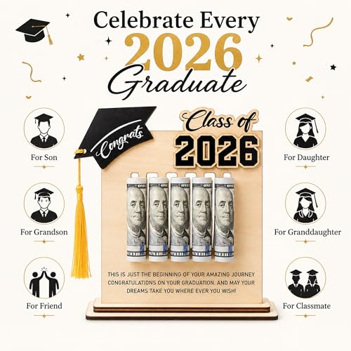 KATINAT Class of 2026 Graduation Money Holder 2026, Wooden Graduation Money Cash, Unique Graduate Gifts for Him Her Daughter Son Seniors, Graduation Gifts - Image 3