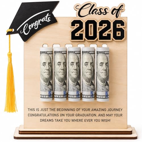KATINAT Class of 2026 Graduation Money Holder 2026, Wooden Graduation Money Cash, Unique Graduate Gifts for Him Her Daughter Son Seniors, Graduation Gifts - Image 1