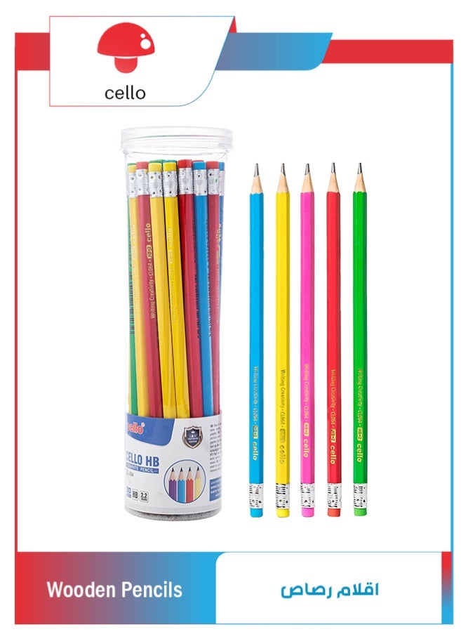 Cello 30 Pcs Wooden HB Pencils, Black Pencil Non Slip Pre-Sharpened Pencil with Eraser Student Writing Drawing Tool for Exams, School, Office, Home Drawing Sketching - Image 1