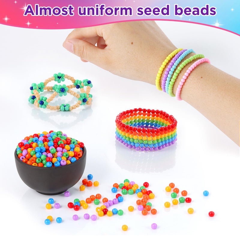Funtopia 4mm Seed Beads for Jewelry Making, 39 Colors Uniform Small Beads for Bracelet Making Kit, 3900pcs Glass Seed Bead Kit with Instructions, Tiny Craft for DIY Art Jewelry Making - Image 5