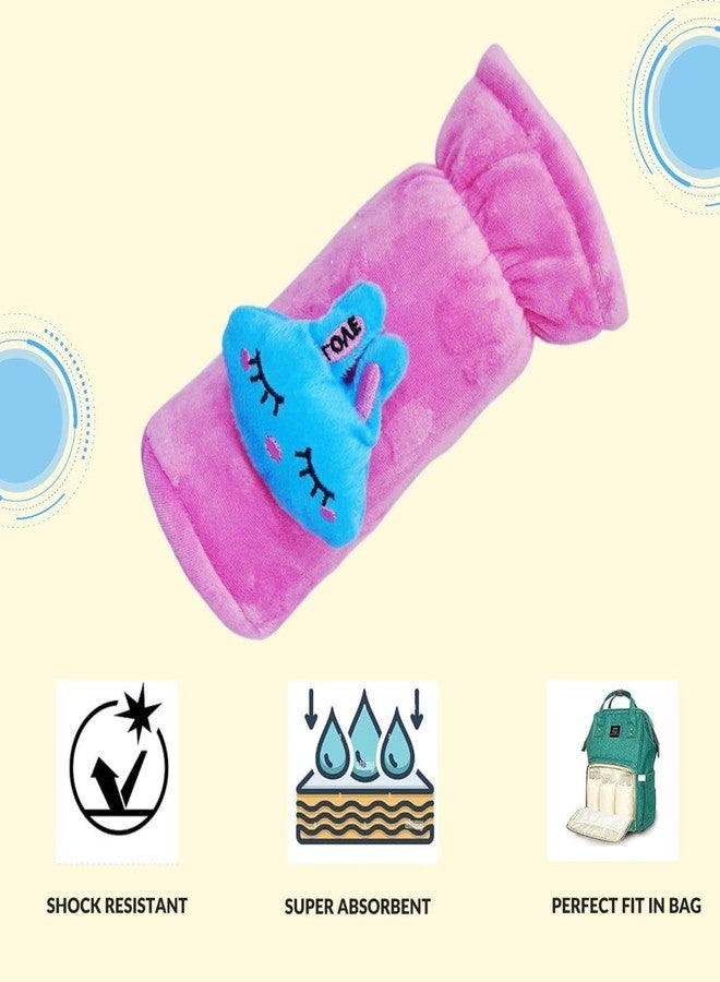 KIDS BASIC Stainless Steel Baby Feeding Bottle 240 ML with Velvet Bottle Cover and 3 Pcs of Button Bibs (3, Tie Bibs-1 Pink) - Image 4