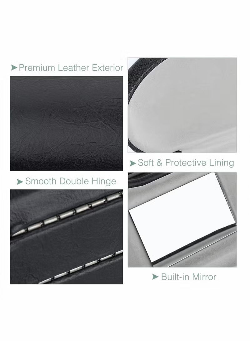 Double Eyeglass Case Contact Lens Case with Mirror Tweezers Remover 2 in 1 Double Sided Portable Contact Lens Box Holder Container Soak Storage Kit Sunglasses Pouch for Men  Women - Image 4