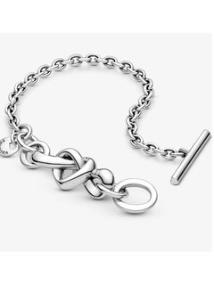 PANDORA Knotted Heart T-Bar Bracelet for Women Circumference 20cm  - Image 4