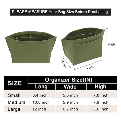 LOUKAYCCI Purse Organizer Insert for Longchamp Le Pliage L Handbag Insert Felt Long Champ Tote Bag Organizer Insert with Cup Green Large - Image 3