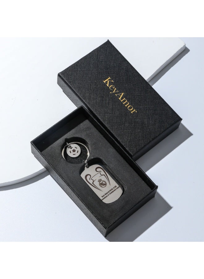KeyAmor lux Real Madrid keychain for Real Madrid team fan, comes in fancy gift box which makes it a perfect choice for a special gift  - Image 2