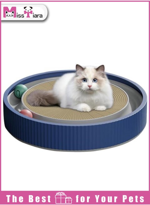 Cat scratching board, cat bed with ball, one-piece non-shedding claw grinding corrugated paper cat scratching basin vertical cat toy 45cm Blue