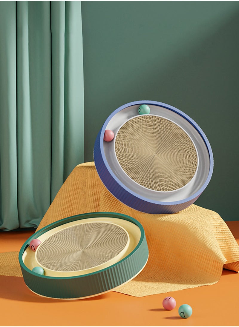 Cat scratching board, cat bed with ball, one-piece non-shedding claw grinding corrugated paper cat scratching basin vertical cat toy 45cm Blue