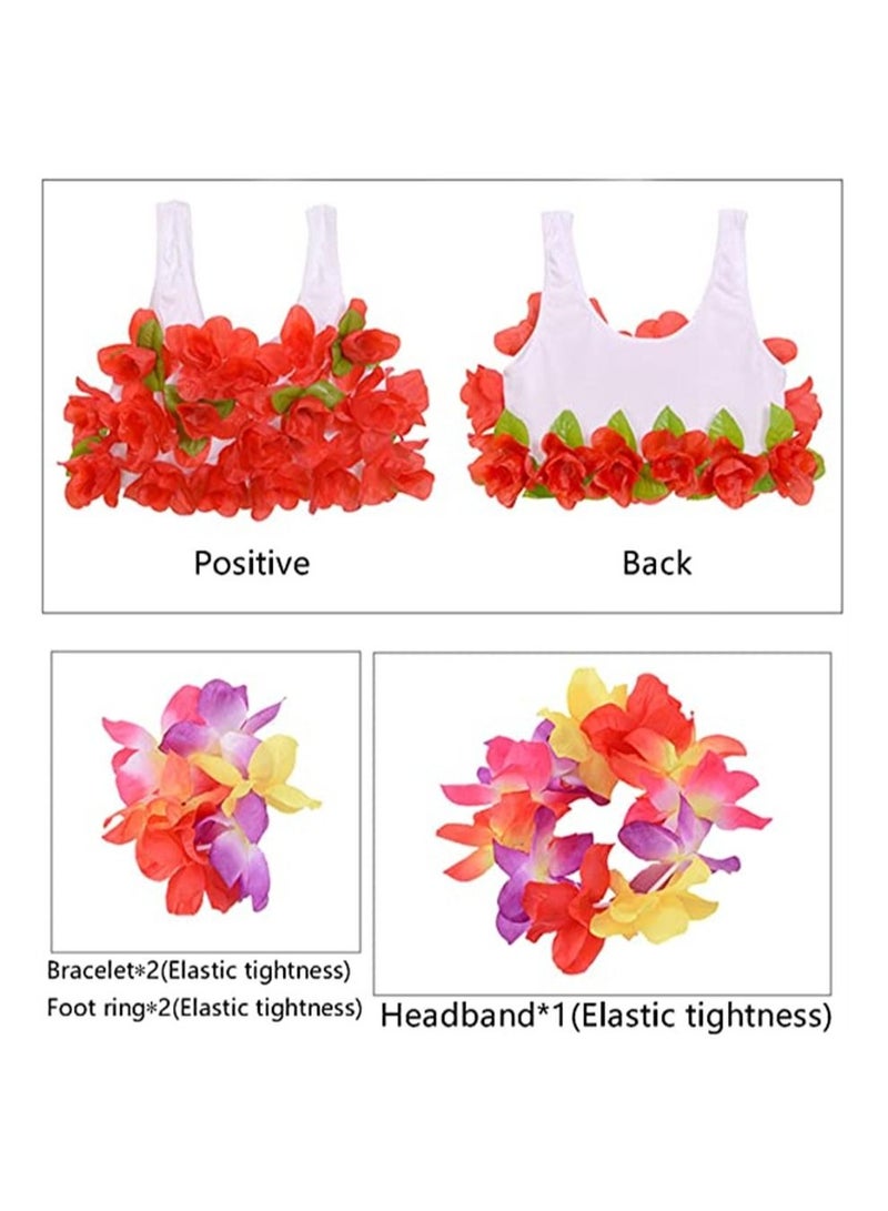 Hula Skirt Hawaiian Hula SYOSI Seagrass Dance Dance Hula Skirt Adult Hula Skirt for Hawaiian Beach Tropical Party Elastic Outfits with Flower 8 Pack