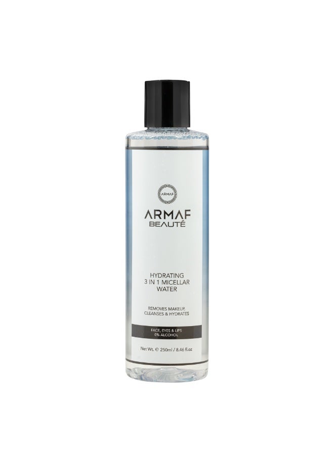 Armaf Beaute Hydrating 3-in-1 Micellar Water Makeup Remover, Deep Cleansing & Hydrating Facial Cleanser for Face, Eyes & Lips - All Skin Types, 250ml - Image 1