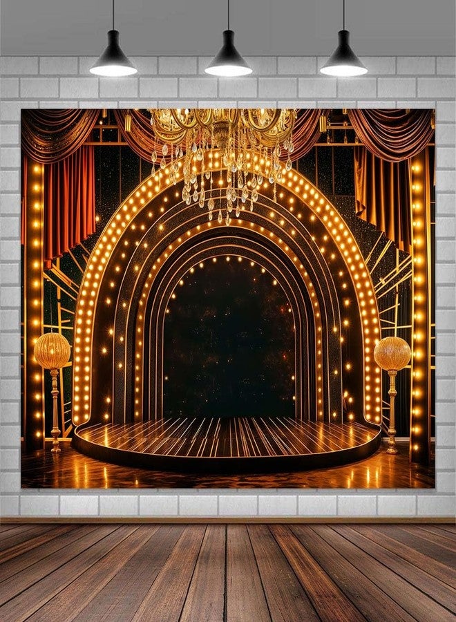 Uokiuki 7x5ft Backdrop Photography,1920s Retro Black and Gold Photo Background Roaring Roaring 20s Party Birthday Wedding Party Decor Banner Photo Booth Props - Image 1