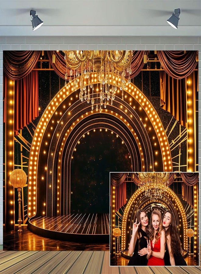 Uokiuki 7x5ft Backdrop Photography,1920s Retro Black and Gold Photo Background Roaring Roaring 20s Party Birthday Wedding Party Decor Banner Photo Booth Props - Image 2