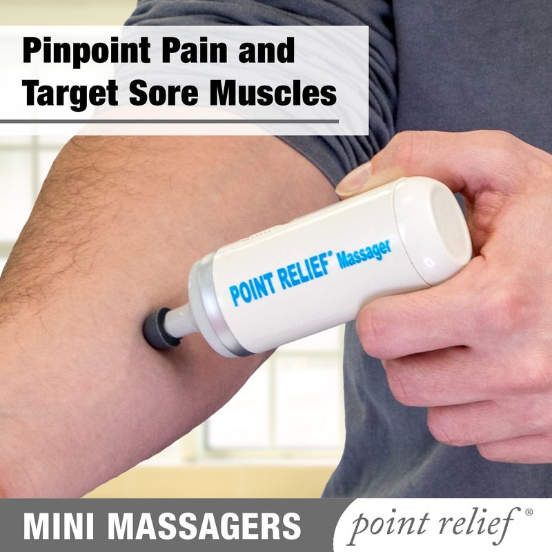 Point Relief Mini-Massager - Battery-Powered Device for Pain and Tension Relief with Four Massage Heads - Image 2