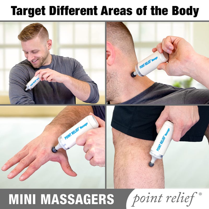 Point Relief Mini-Massager - Battery-Powered Device for Pain and Tension Relief with Four Massage Heads - Image 3