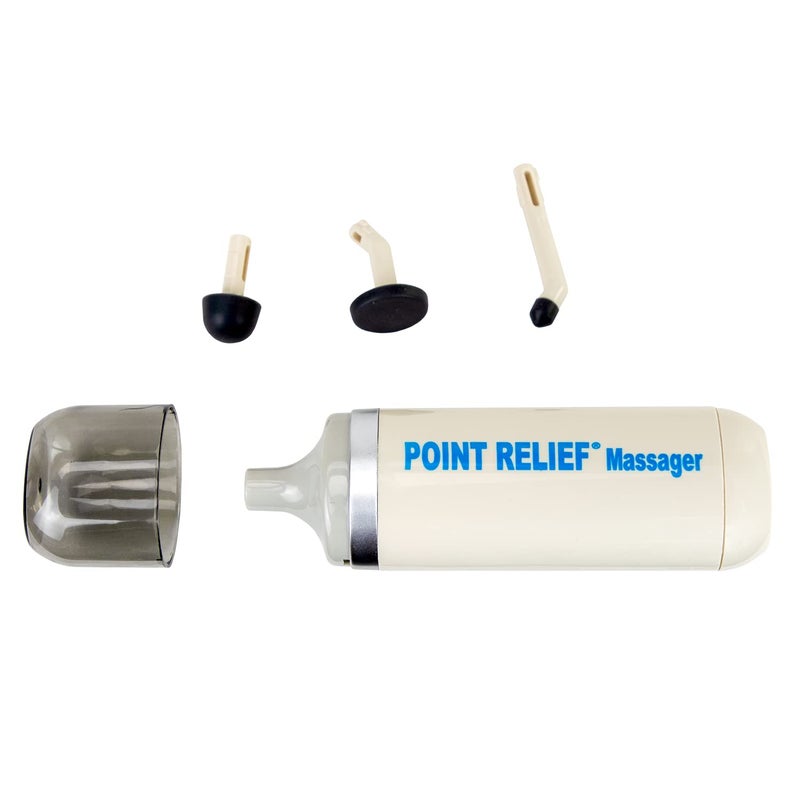 Point Relief Mini-Massager - Battery-Powered Device for Pain and Tension Relief with Four Massage Heads - Image 1