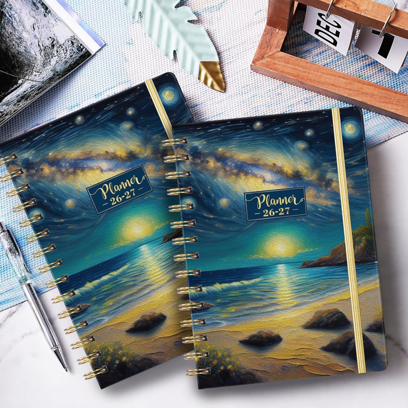 Pinchoco Planner 2026-2027 - Academic Planner 2026-2027, July 2026 - June 2027, 8.4" x 6.3", 26-27 Planner Weekly and Monthly, 26-27 Calendar Planners with Colorful Tabs, Pocket, Hardcover - Dreaming Sea - Image 2