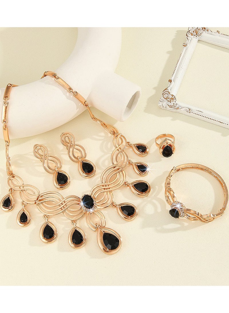 4 Piece Necklace Earrings Ring Bracelet Set Delicate Jewelry Set Perfect Jewelry Set for Ladies to Give to Girlfriends, Wife, Mother, Bridesmaids, Wedding Party Accessories  - Image 2