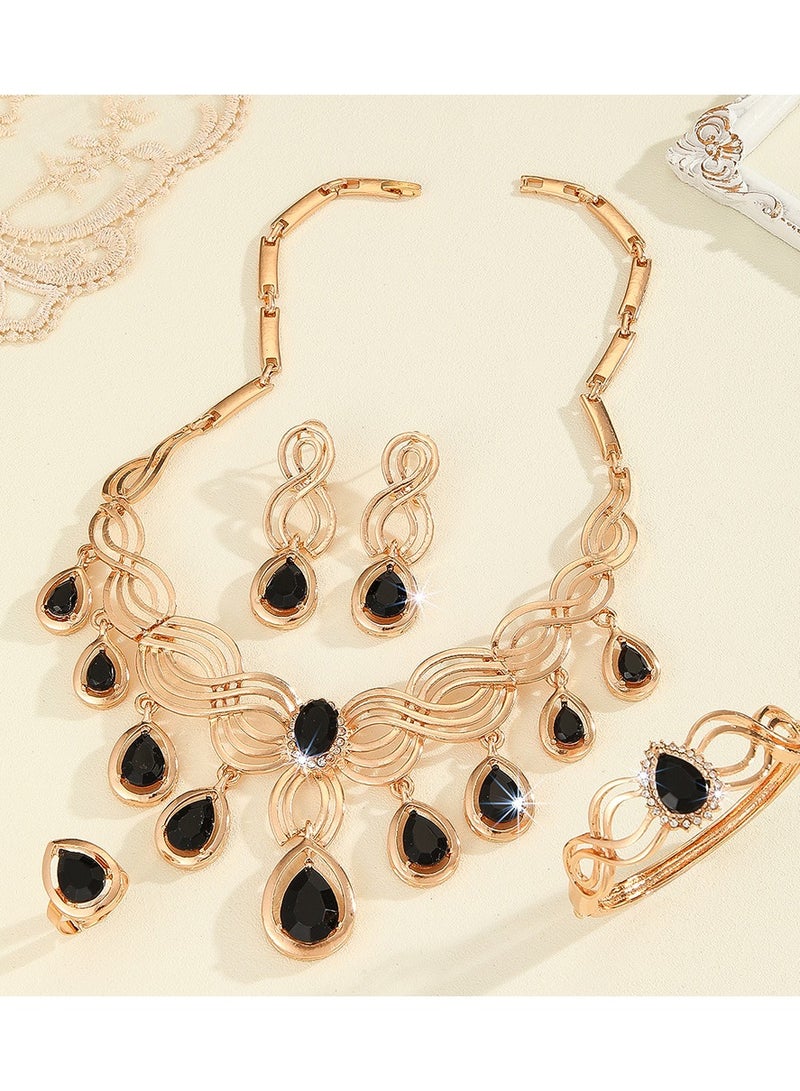 4 Piece Necklace Earrings Ring Bracelet Set Delicate Jewelry Set Perfect Jewelry Set for Ladies to Give to Girlfriends, Wife, Mother, Bridesmaids, Wedding Party Accessories  - Image 3