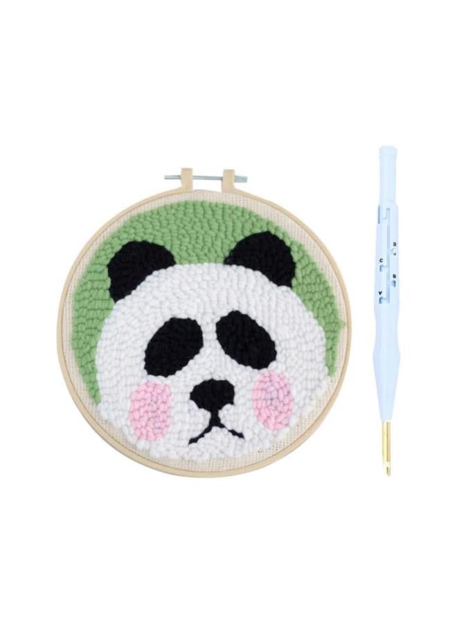 silvercnc Punch Needle Embroidery Kits Punch Needle Tool Threader Fabric Embroidery Hoop Yarn Rug Punch Needle Set for Beginners Kids Adults Panda  - Image 1