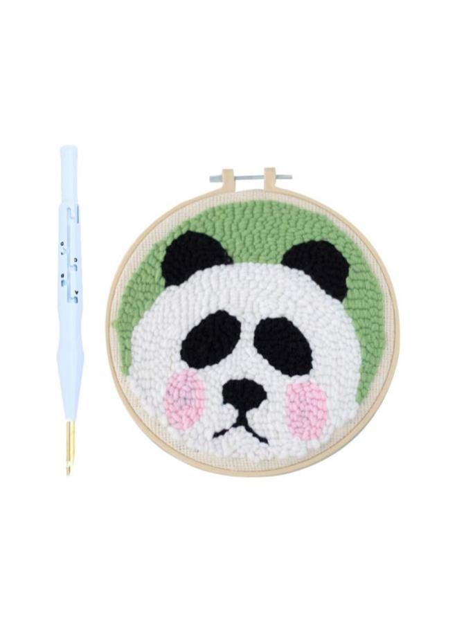silvercnc Punch Needle Embroidery Kits Punch Needle Tool Threader Fabric Embroidery Hoop Yarn Rug Punch Needle Set for Beginners Kids Adults Panda  - Image 2