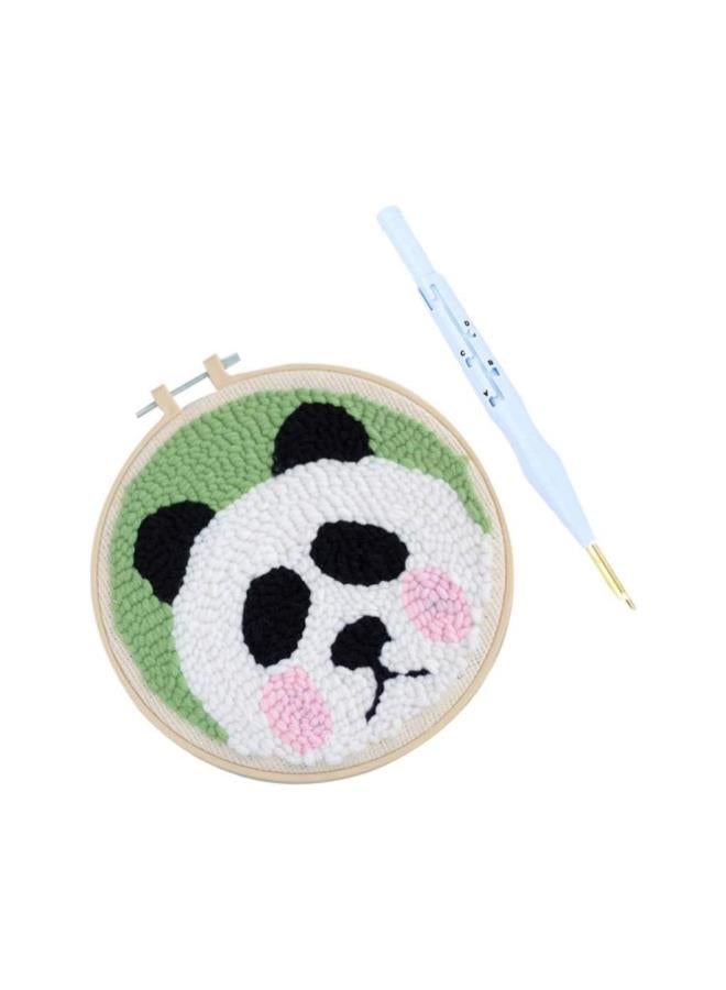 silvercnc Punch Needle Embroidery Kits Punch Needle Tool Threader Fabric Embroidery Hoop Yarn Rug Punch Needle Set for Beginners Kids Adults Panda  - Image 3