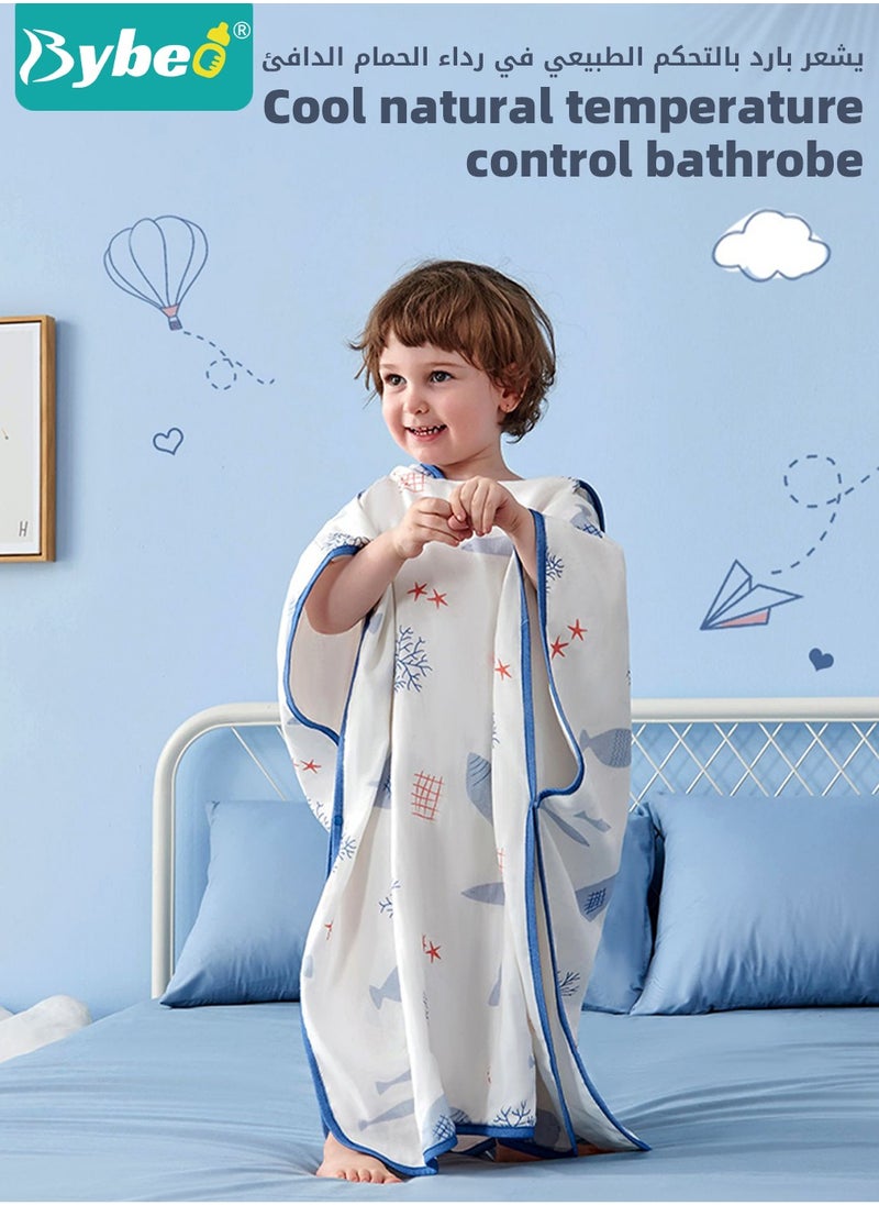 Bybeo - Baby Hooded Bath Towel, Natural Cotton Washcloths , Ultra Soft Bathrobe Towels, for Toddler Infant and Newborn, with Printed Design, Cute 3D Ears and Snap Fasteners for Easy on and off - Image 1