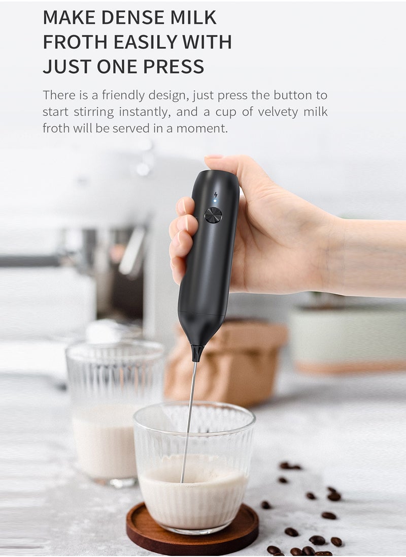 DOSCHER - Electric Milk Frother USB-C Charging Handheld Foam Maker 10W High Power 304 Stainless Steel Whisk Low Noise Compact Design for Coffee Lattes Cappuccinos and Baking - Image 1