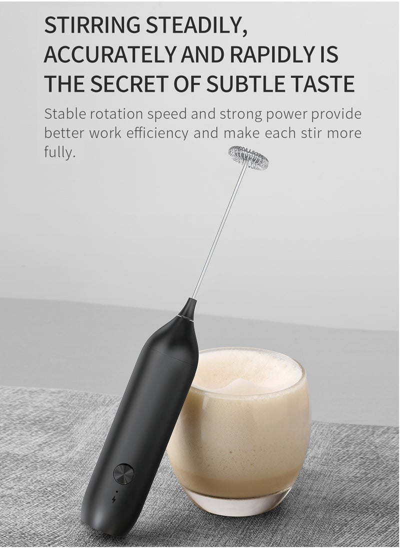 DOSCHER - Electric Milk Frother USB-C Charging Handheld Foam Maker 10W High Power 304 Stainless Steel Whisk Low Noise Compact Design for Coffee Lattes Cappuccinos and Baking - Image 1