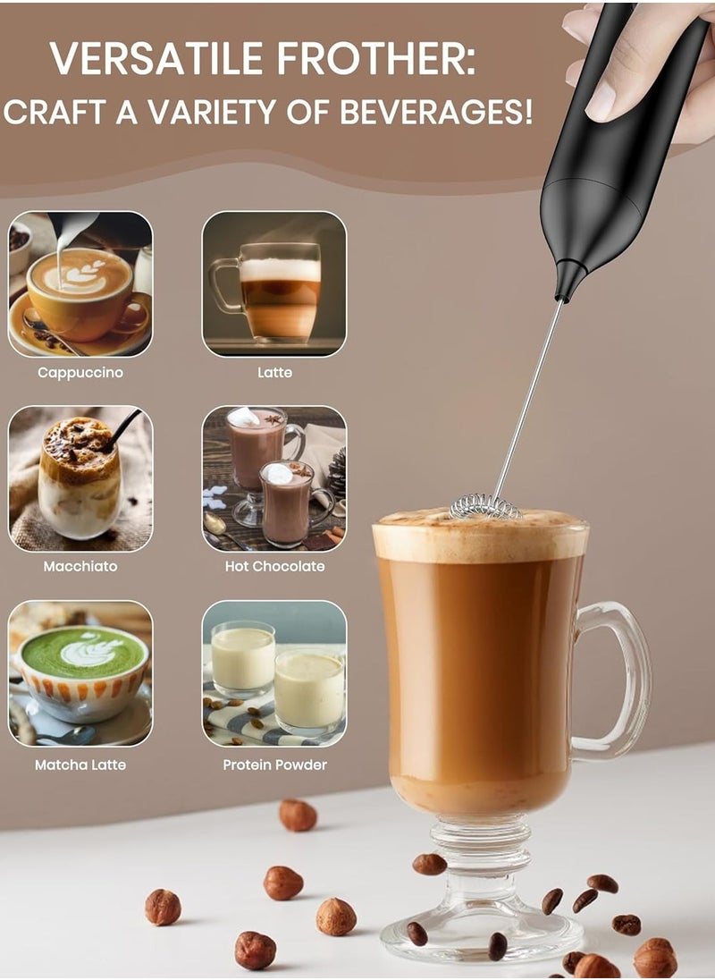 DOSCHER - Electric Milk Frother USB-C Charging Handheld Foam Maker 10W High Power 304 Stainless Steel Whisk Low Noise Compact Design for Coffee Lattes Cappuccinos and Baking - Image 1