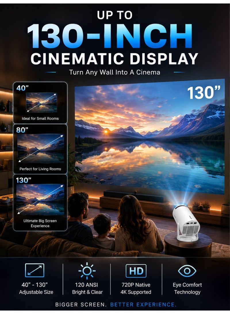 MAGCUBIC Portable 1080P Projector with Android 11 - 5G WiFi, 130” Display, 4K Support, Built-in Speakers, Screen Mirroring, Compatible with HDMI/USB/PS5/iOS for Indoor & Outdoor Use - Image 2