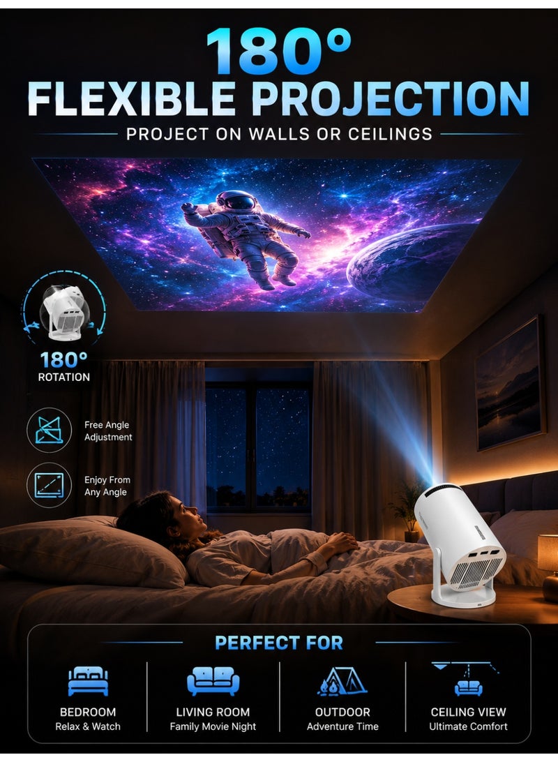 MAGCUBIC Portable 1080P Projector with Android 11 - 5G WiFi, 130” Display, 4K Support, Built-in Speakers, Screen Mirroring, Compatible with HDMI/USB/PS5/iOS for Indoor & Outdoor Use - Image 4