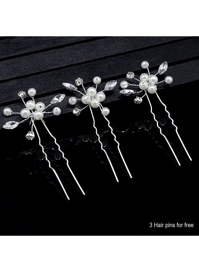 BEAYFILY Bridal Wedding Hair Vine,Extra Long Pearl and Crystal Beads Bride Head Piece,Silver Hair Accessories for Women and Girls (Silver) - Image 4