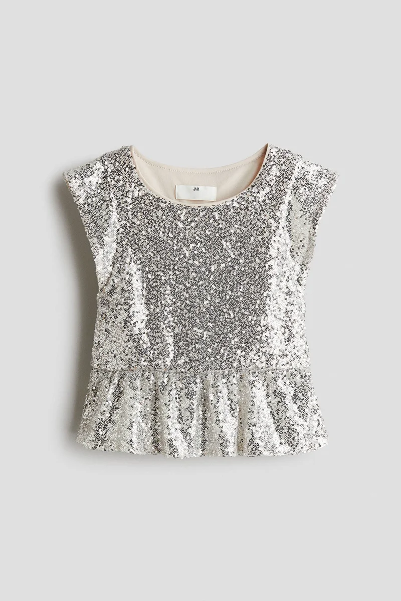 H&M Sequined peplum top