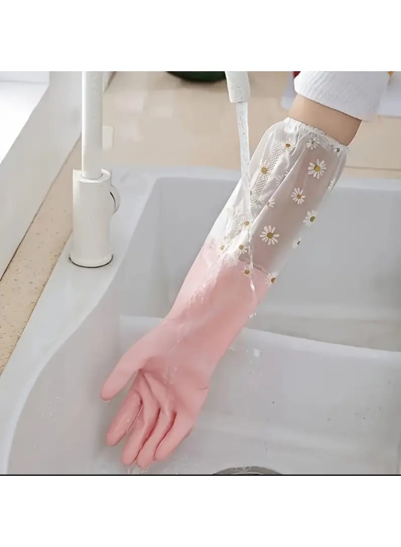 LDQ One Pair Durable Waterproof PVC Cleaning Gloves, Non-Slip Dishwashing Gloves for Kitchen, Household Laundry Gloves, Multipurpose Utility Gloves for Bathroom, Toilet, Living Room, Bedroom Cleaning, Waterproof Grade - Image 3