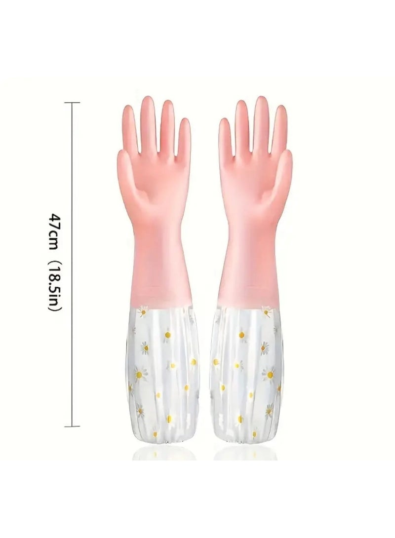 LDQ One Pair Durable Waterproof PVC Cleaning Gloves, Non-Slip Dishwashing Gloves for Kitchen, Household Laundry Gloves, Multipurpose Utility Gloves for Bathroom, Toilet, Living Room, Bedroom Cleaning, Waterproof Grade - Image 5