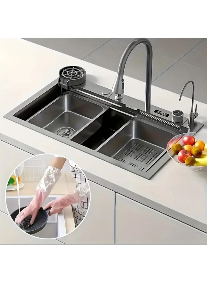 LDQ One Pair Durable Waterproof PVC Cleaning Gloves, Non-Slip Dishwashing Gloves for Kitchen, Household Laundry Gloves, Multipurpose Utility Gloves for Bathroom, Toilet, Living Room, Bedroom Cleaning, Waterproof Grade - Image 4