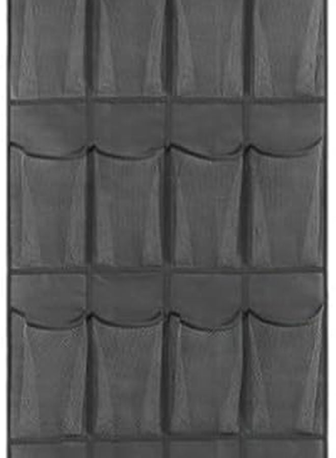 منظم الأحذية الرمادي المعلق فوق الباب مع 24 جيب شبكي قابل للتنفس و3 خطاطيف - Image 2