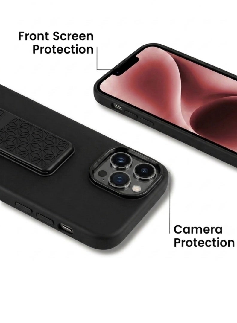 iPhone 12 Pro Case Silicone Kickstand Finger Grip Cover For iPhone 12 Pro Flexible Soft Ultra-Thin Lightweight Case For iPhone 12 Pro 6.1-inch - Image 4
