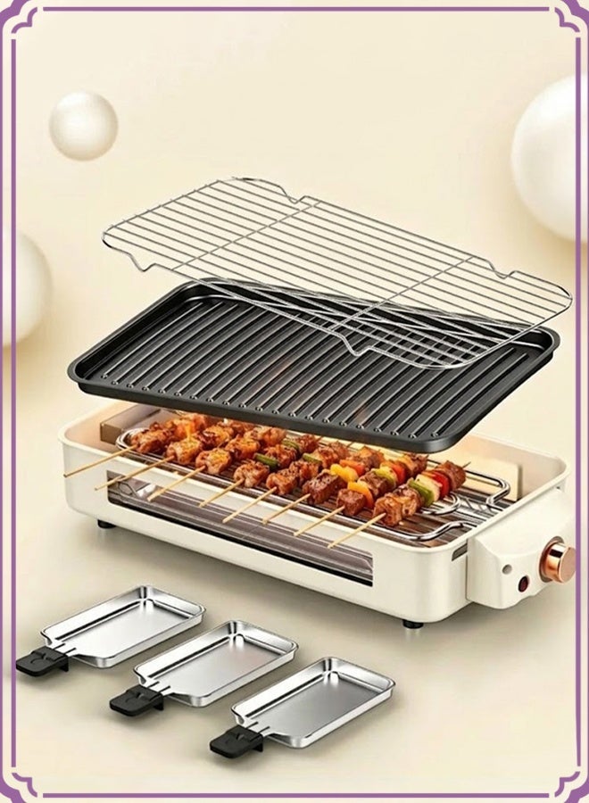 APEX Electric Grill BBQ Machine, Smokeless Indoor Grill with Removable Non-Stick Plate, Portable Tabletop Barbecue Grill for Steak, Chicken, Kebab, Seafood & Family Party Cooking 1500W - Image 1
