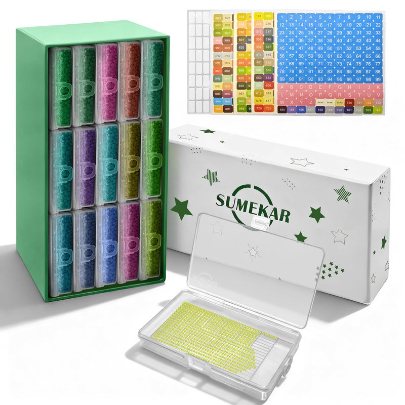Sumekar 15PCS Extra Large Diamond Painting Storage Containers TraysDiamond Painting Accessories2in1 Diamond Art Trays with LidsClear - Image 2