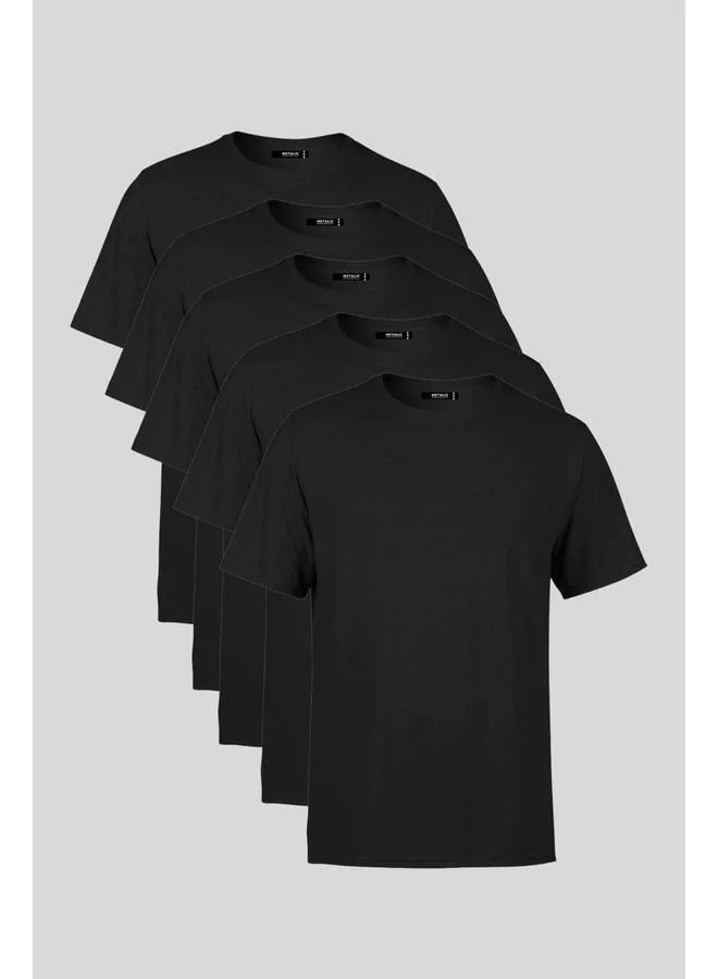 Mmetalic Men's Multicolored 100% Cotton T-Shirt, Regular Fit, Comfortable Cut, Crew Neck, Basic 5-Pack