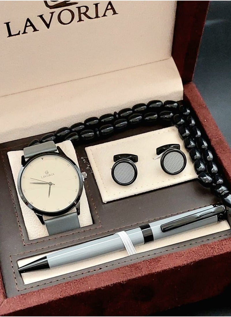 LAVORIA - Laforea watch gift set for men consisting of 4 pieces, a rosary watch, a pen and a set of buttons - Image 1