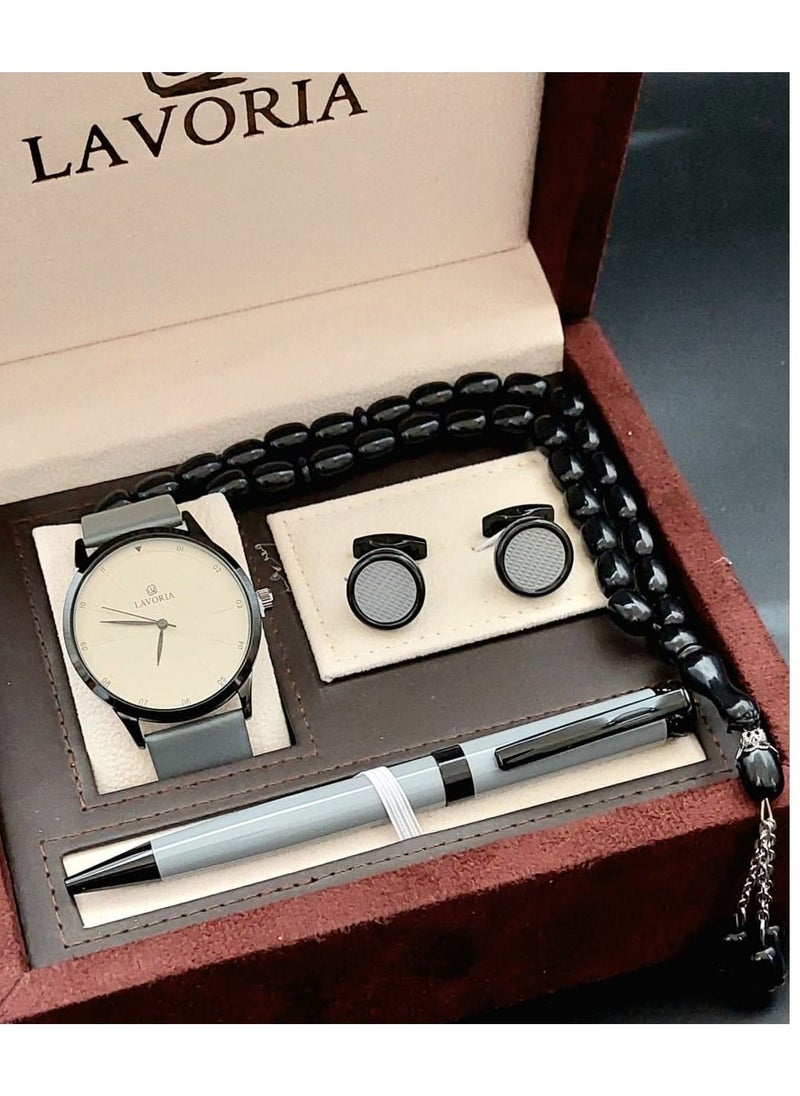 LAVORIA - Laforea watch gift set for men consisting of 4 pieces, a rosary watch, a pen and a set of buttons - Image 1