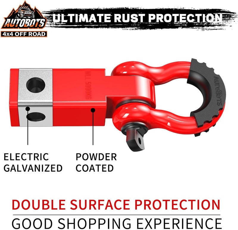AUTOBOTS Tow Hitch Receiver 2", 45,000 Lbs Break Strength Shackle Hitch Receiver with 5/8" Screw Pin, 3/4 Shackle, Towing Accessories for Vehicle Trailer Recovery Off-Road Red&Red - Image 3
