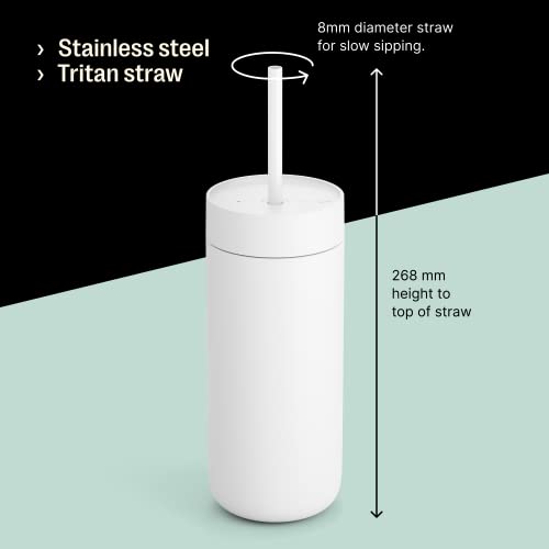 Fellow 16 oz Carter Cold Travel Mug for Water, Iced Tea, Coffee, Smoothies, Iced Coffee & more - Stainless Steel Vacuum-Insulated Iced Coffee tumbler with Spill Resistant lid and straw - Sand Dune - Image 4