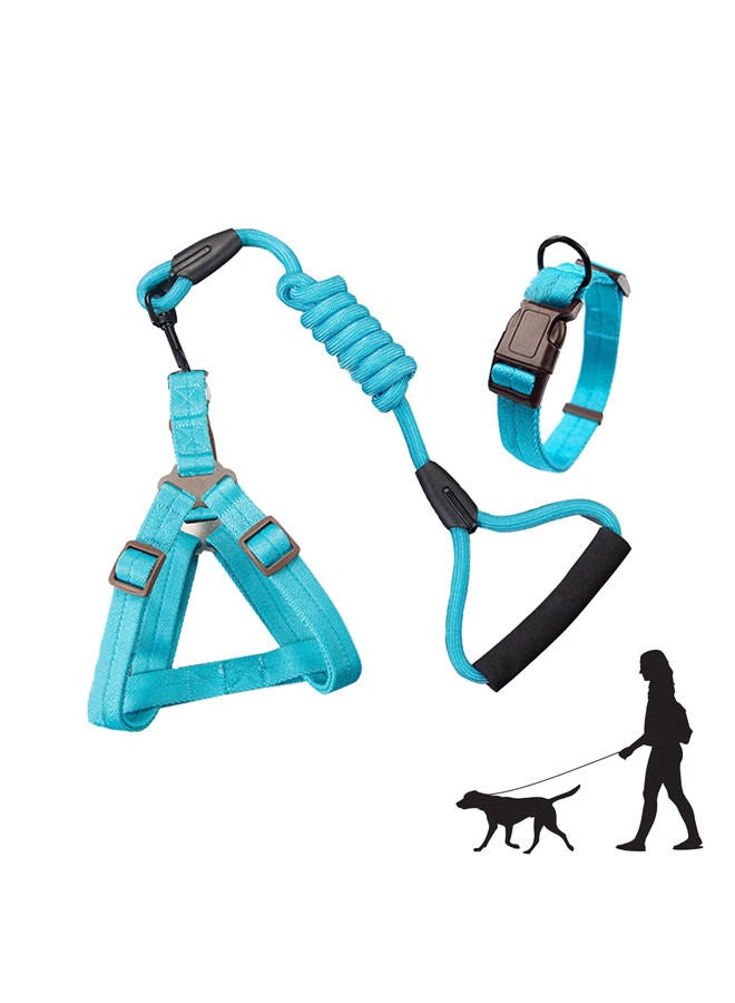 Neostyle Dog Harness,Dog Collar and Dog Leash Set,Adjustable Lightweight Pet Harness & Leash,Soft Walking Travel Petsafe Harness,Suitable for Medium and Small Cat and Dogs(Blue(3-piece set)) - Image 1