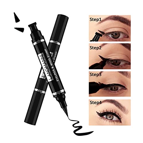 Wismee Mascara Eye Liner Eye Makeup Set Waterproof Liquid Eye Liner Stamp Mascara Black volume and length Eyelash Quick Drying Long Lasting Eye liner Pencil Cosmetic Kit with Sharpener for Women Girls - Image 5